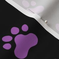 Pawprint Polka dots - 1 inch (2.54cm) - Dark Purple (#5E259B) on Black (#000000)