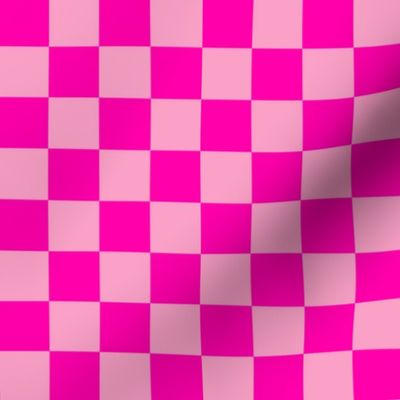 Checks - 1 inch (2.54cm) - Pink (#FF00AA) and Light Pink (#FBA0C6)