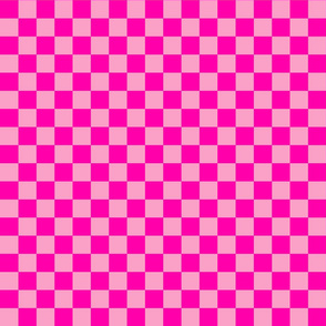 Checks - 1 inch (2.54cm) - Pink (#FF00AA) and Light Pink (#FBA0C6)