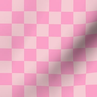 Checks - 1 inch (2.54cm) - Pale Pink (#F5CCD3) and Light Pink (#FBA0C6)