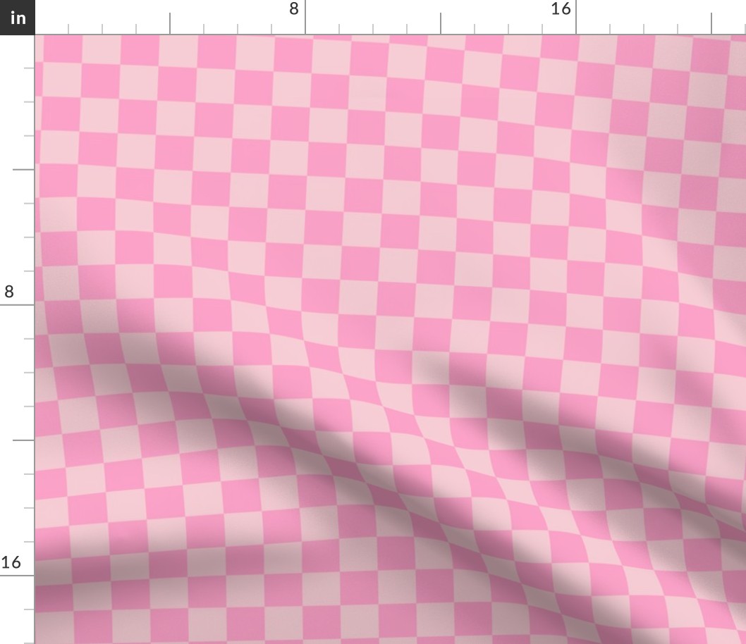 Checks - 1 inch (2.54cm) - Pale Pink (#F5CCD3) and Light Pink (#FBA0C6)