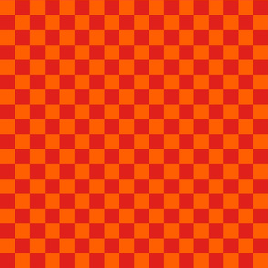 Checks - 1 inch (2.54cm) - Orange (#FF5F00) & Red (#E0201B)