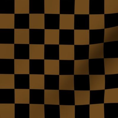 Checks - 1 inch (2.54cm) - Dark Brown (#6E4A1C) & Black (#000000)