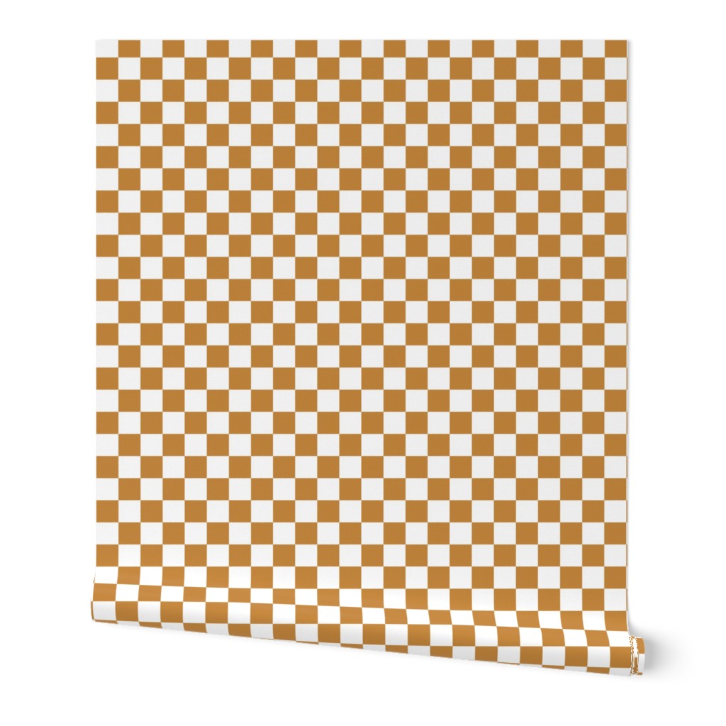Checks - 1 inch (2.54cm) - Light Brown (#C6883D) & White (#FFFFFF)