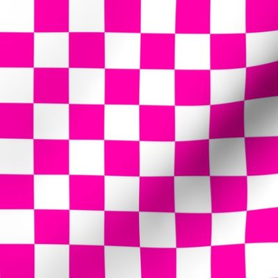 Checks - 1 inch (2.54cm) - Pink (#FF00AA) & White (#FFFFFF)