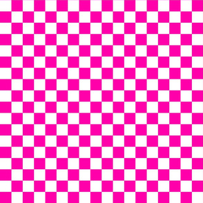 Checks - 1 inch (2.54cm) - Pink (#FF00AA) & White (#FFFFFF)