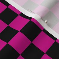 Checks - 1 inch (2.54cm) - Dark Pink (#CC0088) & Black (#000000)