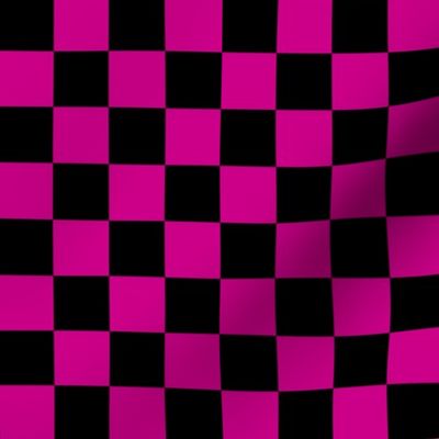 Checks - 1 inch (2.54cm) - Dark Pink (#CC0088) & Black (#000000)
