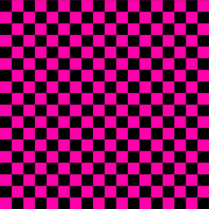 Checks - 1 inch (2.54cm) - Pink (#FF00AA) & Black (#000000)