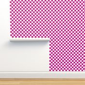 Checks - 1 inch (2.54cm) - Dark Pink (#CC0088) & White (#FFFFFF)
