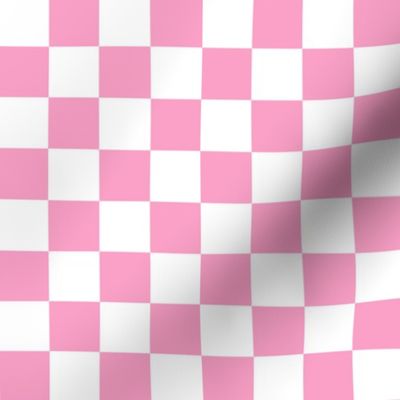 Checks - 1 inch (2.54cm) - Light Pink (#FBA0C6) & White (#FFFFFF)