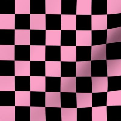 Checks - 1 inch (2.54cm) - Black (#000000) & Light Pink (#FBA0C6)