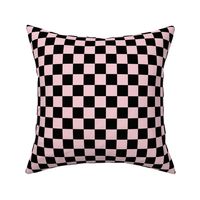 Checks - 1 inch (2.54cm) - Black (#000000) & Pale Pink (#F5CCD3)