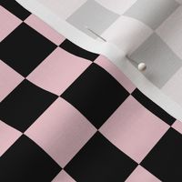 Checks - 1 inch (2.54cm) - Black (#000000) & Pale Pink (#F5CCD3)