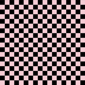 Checks - 1 inch (2.54cm) - Black (#000000) & Pale Pink (#F5CCD3)