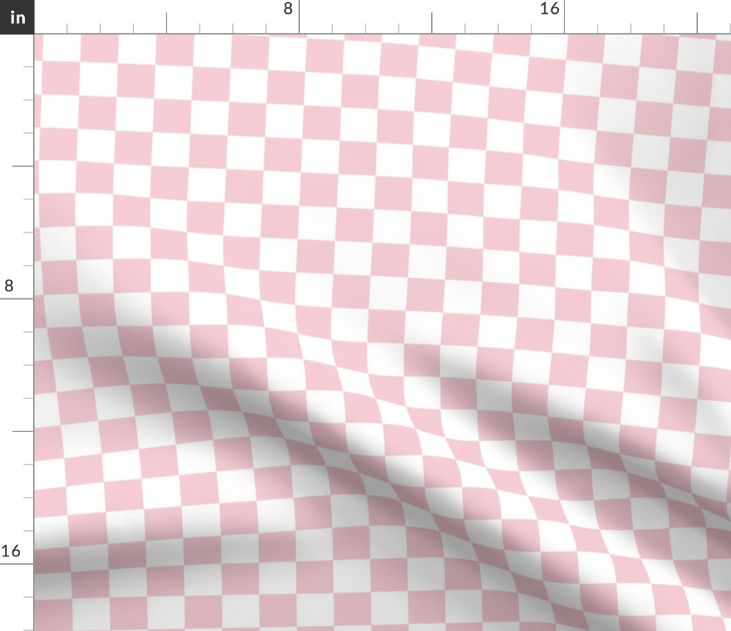 Checks - 1 inch (2.54cm) - Pale Pink (#F5CCD3) & White (#FFFFFF)