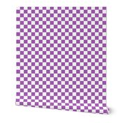 Checks - 1 inch (2.54cm) - White (#FFFFFF) & Light Purple (#A25BB1)