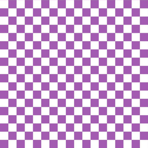 Checks - 1 inch (2.54cm) - White (#FFFFFF) & Light Purple (#A25BB1)