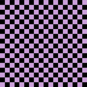 Checks - 1 inch (2.54cm) - Black (#000000) & Pale Purple (#CB9FD9)