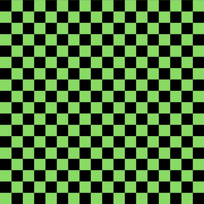 Checks - 1 inch (2.54cm) - Black (#000000) & Pale Green (#89DA65)