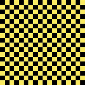 Checks - 1 inch (2.54cm) - Black (#000000) & Light Yellow (#F9EA62)