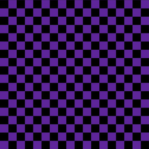 Checks - 1 inch (2.54cm) - Black (#000000) & Dark Purple (#5E259B)