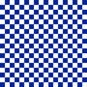 Checks - 1 inch (2.54cm) - White (#FFFFFF) & Dark Blue (#002398)