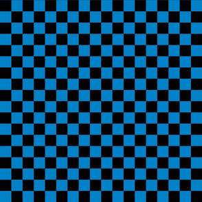 Checks - 1 inch (2.54cm) - Black (#000000) & Mid Blue (#0081C8)