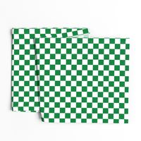 Checks - 1 inch (2.54cm) - White (#FFFFFF) & Dark Green (#00813C)