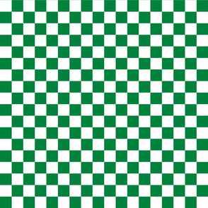 Checks - 1 inch (2.54cm) - White (#FFFFFF) & Dark Green (#00813C)