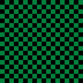 Checks - 1 inch (2.54cm) - Black (#000000) & Dark Green (#00813C)