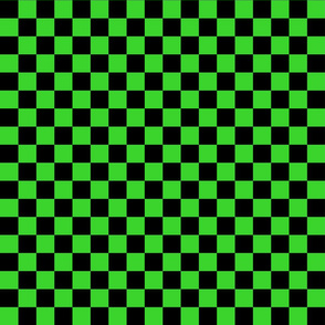 Checks - 1 inch (2.54cm) - Black (#000000) & Light Green (#3AD42D)
