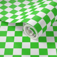 Checks - 1 inch (2.54cm) - White (#FFFFFF) & Light Green (#3AD42D)