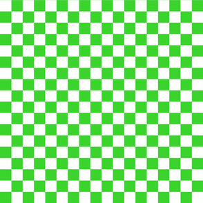 Checks - 1 inch (2.54cm) - White (#FFFFFF) & Light Green (#3AD42D)