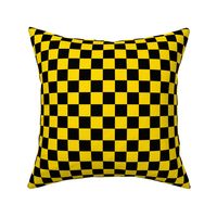 Checks - 1 inch (2.54cm) - Black (#000000) & Mid Yellow (#FFD900)