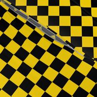 Checks - 1 inch (2.54cm) - Black (#000000) & Mid Yellow (#FFD900)
