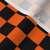 Checks - 1 inch (2.54cm) - Black (#000000) & Orange (#FF5F00)