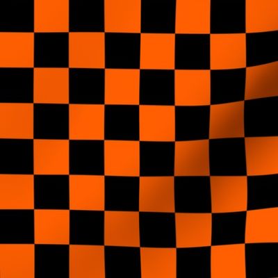 Checks - 1 inch (2.54cm) - Black (#000000) & Orange (#FF5F00)