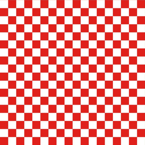Checks - 1 inch (2.54cm) - White (#FFFFFF) & Red (#E0201B)