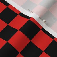 Checks - 1 inch (2.54cm) - Black (#000000) & Red (#E0201B)