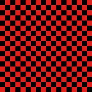 Checks - 1 inch (2.54cm) - Black (#000000) & Red (#E0201B)