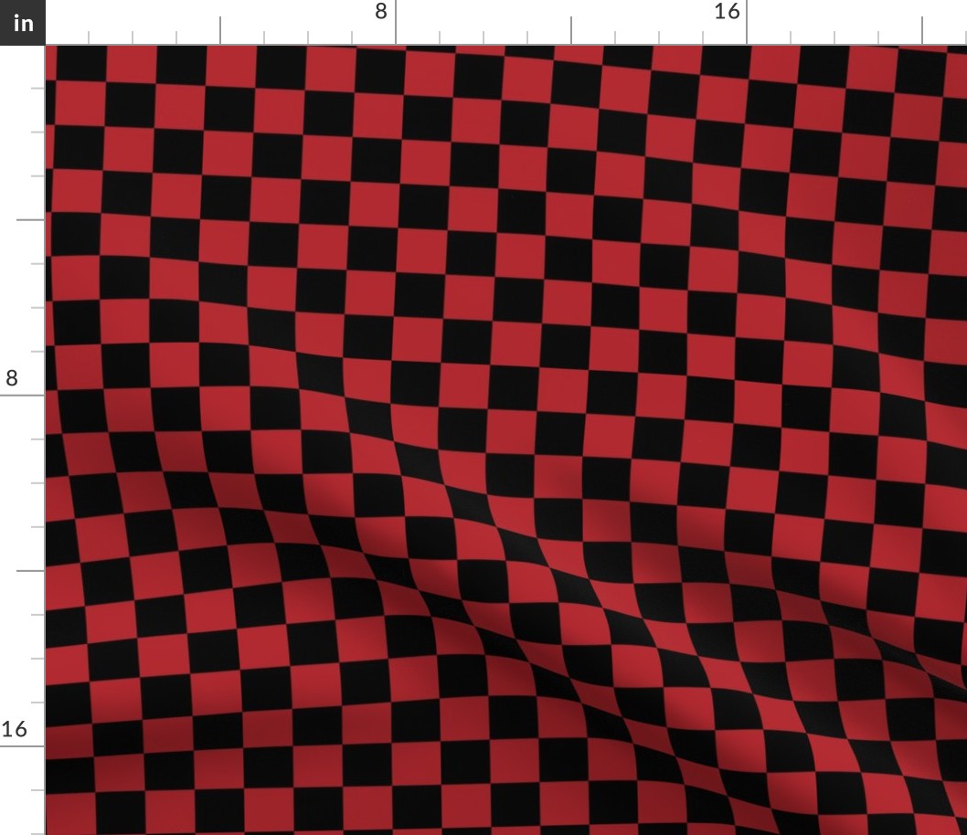 Checks - 1 inch (2.54cm) - Dark Red (#B1252C) & Black (#000000)