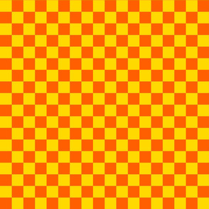 Checks - 1 inch (2.54cm) - Orange (#FF5F00) & Yellow (#FFD900)