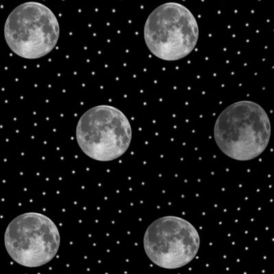 B&W moon and stars polkadot