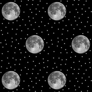 B&W moon and stars polkadot