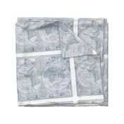 Blue Gray Antique World Map