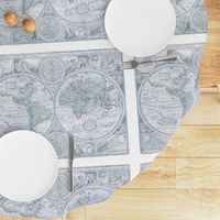 Blue Gray Antique World Map