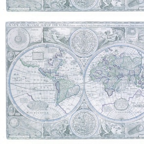Blue Gray Antique World Map