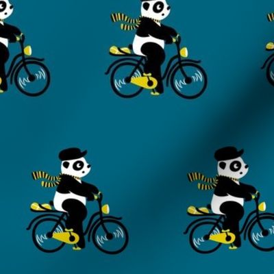 Bicycle panda petrol and yellow - big