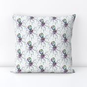 colorful quirky octopus, small scale, white green rainbow